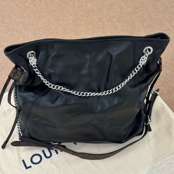 LOUIS VUITTON Off Duty Backpack Vibe Silver Metal Hardware Handbag Black - Picture 1 of 7